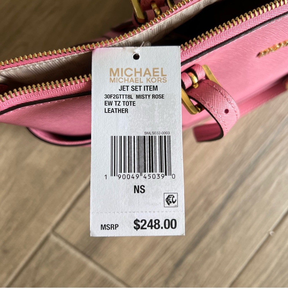 Michael Kors Jet Set Large Crossgrain Leather Top-Zip Tote Bag - Picture 7 of 7